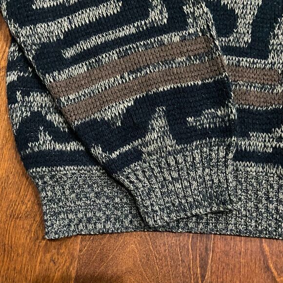 Permit Vintage Skater Abstract Tan Black Crewneck Acrylic Sweater Men's Size M - Picture 4 of 8